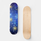 XMAS Blauwe Achtergrond met Golden Snowflakes Persoonlijk Skateboard (Voorkant)