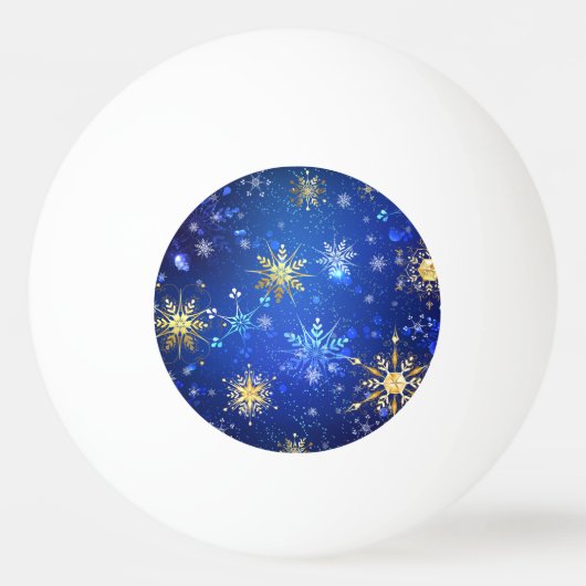 XMAS Blauwe Achtergrond met Golden Snowflakes Pingpongbal (Voorkant)