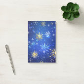 XMAS Blauwe Achtergrond met Golden Snowflakes Post-it® Notes (Kantoor)