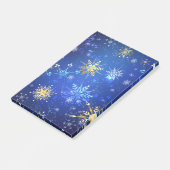 XMAS Blauwe Achtergrond met Golden Snowflakes Post-it® Notes (Schuin)
