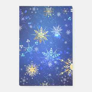 XMAS Blauwe Achtergrond met Golden Snowflakes Post-it® Notes
