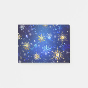 XMAS Blauwe Achtergrond met Golden Snowflakes Post-it® Notes