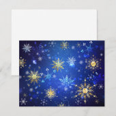 XMAS Blauwe Achtergrond met Golden Snowflakes RSVP Kaartje (Voorkant / Achterkant)