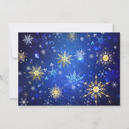 XMAS Blauwe Achtergrond met Golden Snowflakes Save The Date (Voorkant)