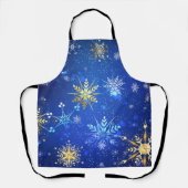 XMAS Blauwe Achtergrond met Golden Snowflakes Schort (Voorkant)