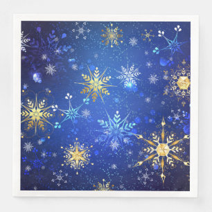 XMAS Blauwe Achtergrond met Golden Snowflakes Servet