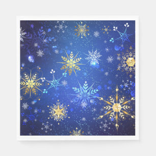 XMAS Blauwe Achtergrond met Golden Snowflakes Servet