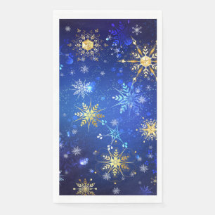 XMAS Blauwe Achtergrond met Golden Snowflakes Servet