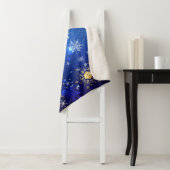 XMAS Blauwe Achtergrond met Golden Snowflakes Sherpa Deken (In situ)