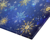 XMAS Blauwe Achtergrond met Golden Snowflakes Snijplank (Hoek)