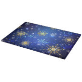 XMAS Blauwe Achtergrond met Golden Snowflakes Snijplank (Hoek)