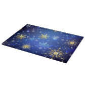 XMAS Blauwe Achtergrond met Golden Snowflakes Snijplank (Hoek)