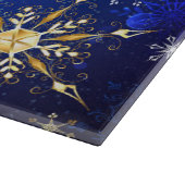 XMAS Blauwe Achtergrond met Golden Snowflakes Snijplank (Hoek)