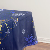 XMAS Blauwe Achtergrond met Golden Snowflakes Tafelkleed (Voorbeeld)