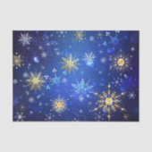 XMAS Blauwe Achtergrond met Golden Snowflakes Tissuepapier (Voorkant)