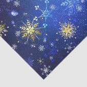 XMAS Blauwe Achtergrond met Golden Snowflakes Tissuepapier (Detail)