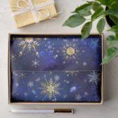 XMAS Blauwe Achtergrond met Golden Snowflakes Tissuepapier (Geschenk)