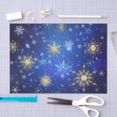 XMAS Blauwe Achtergrond met Golden Snowflakes Tissuepapier (Craft)