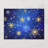 XMAS Blauwe Achtergrond met Golden Snowflakes Uitnodiging Briefkaart (Voorkant)
