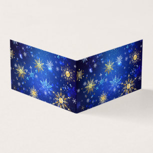 XMAS Blauwe Achtergrond met Golden Snowflakes Visitekaartje
