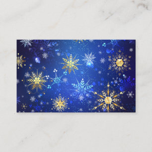 XMAS Blauwe Achtergrond met Golden Snowflakes Visitekaartje