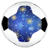 XMAS Blauwe Achtergrond met Golden Snowflakes Voetbal (Gedraaid)