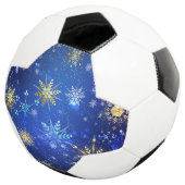 XMAS Blauwe Achtergrond met Golden Snowflakes Voetbal (Drie kwart)