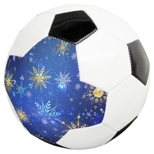 XMAS Blauwe Achtergrond met Golden Snowflakes Voetbal (Drie kwart)