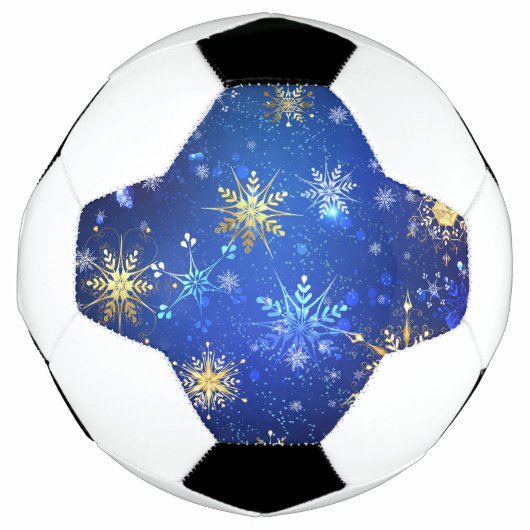 XMAS Blauwe Achtergrond met Golden Snowflakes Voetbal (Voorkant)