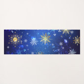 XMAS Blauwe Achtergrond met Golden Snowflakes Yogamat (Achterkant (horizontaal))