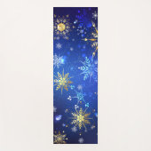 XMAS Blauwe Achtergrond met Golden Snowflakes Yogamat (Voorkant)