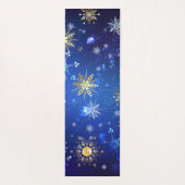 XMAS Blauwe Achtergrond met Golden Snowflakes Yogamat (Achterkant)