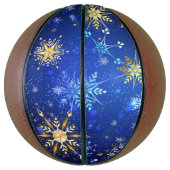 XMAS Blue Background with Golden Snowflakes Basketbal (Verticaal)