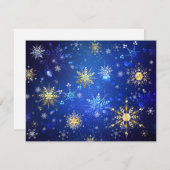 XMAS Blue Background with Golden Snowflakes Informatiekaartje (Voorkant / Achterkant)