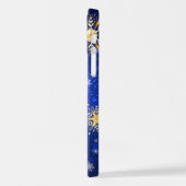 XMAS Blue Background with Golden Snowflakes iPhone Hoesje (Linkerkant)