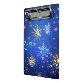 XMAS Blue Background with Golden Snowflakes Mini Klembord (Angled2)