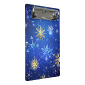 XMAS Blue Background with Golden Snowflakes Mini Klembord (Schuin)