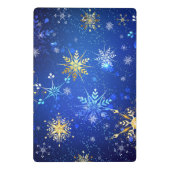 XMAS Blue Background with Golden Snowflakes Mini Klembord (Achterkant)
