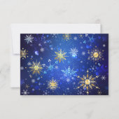 XMAS Blue Background with Golden Snowflakes RSVP Kaartje (Voorkant)