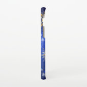 XMAS Blue Background with Golden Snowflakes Samsung Galaxy Hoesje (Linkerkant)