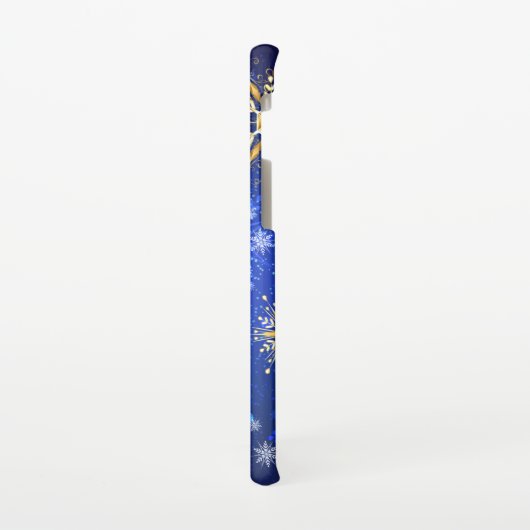 XMAS Blue Background with Golden Snowflakes Samsung Galaxy Hoesje (Linkerkant)