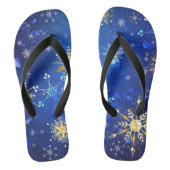 XMAS Blue Background with Golden Snowflakes Teenslippers (Voetbed)