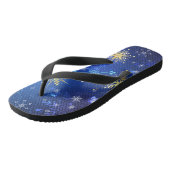 XMAS Blue Background with Golden Snowflakes Teenslippers (Schuin)