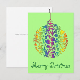 Xmas - Boom- Bal met Kerst Iconen 1 Briefkaart
