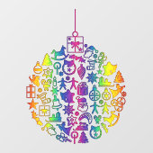 Xmas - Boom- Bal met Kerst Iconen 1 Raamsticker (Vel)