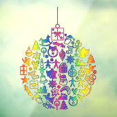 Xmas - Boom- Bal met Kerst Iconen 1 Raamsticker (Vel 3)