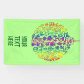 Xmas - Boom- Bal met Kerst Iconen 1 Spandoek (Horizontaal)