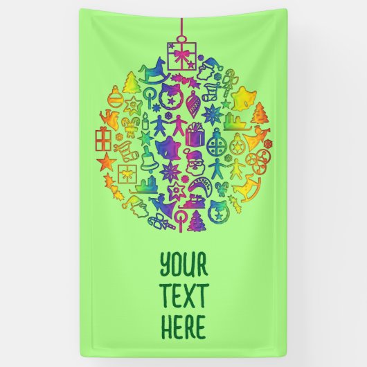 Xmas - Boom- Bal met Kerst Iconen 1 Spandoek (Verticaal)