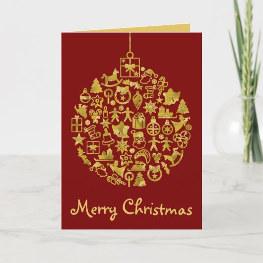 Xmas - Boom- Bal met Kerst Iconen 2 Kaart (Voorkant)
