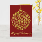 Xmas - Boom- Bal met Kerst Iconen 2 Kaart (Gele Bloem)